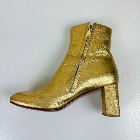 EUC Maryam Nassir Zadeh Gold Agnes Pebbled Leather Ankle Boots - Picture 7 of 13